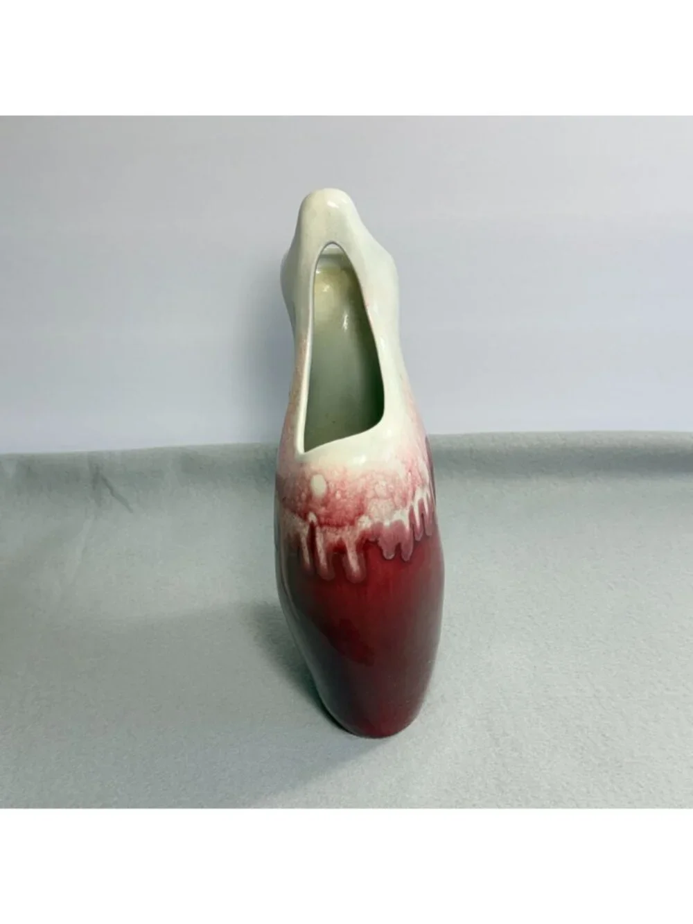 Vintage Red Wing Pottery Vase 1953 Anniversary Drip Glaze Oxblood Maroon B2317 - Picture 14 of 16